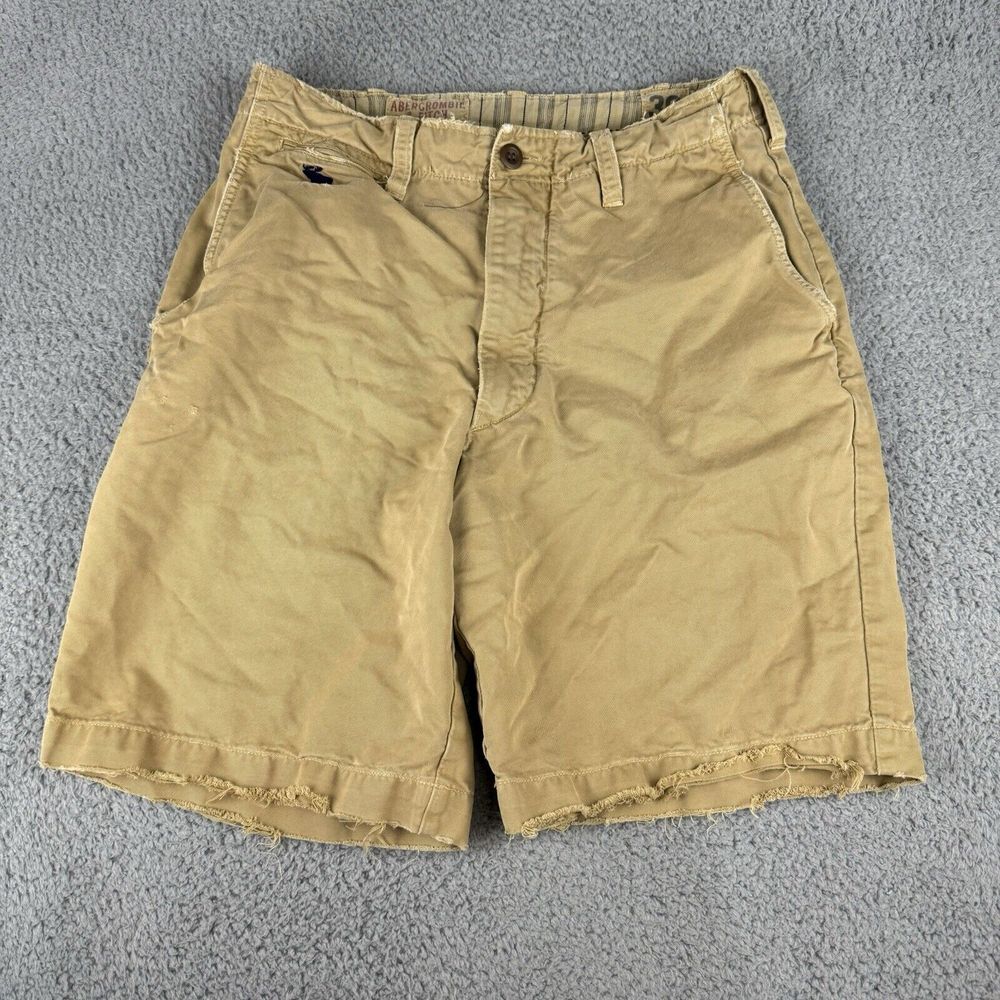 Abercrombie & Fitch Type A-8 Chino Officers Shorts 30 Tan Brown Preppy Big Moose